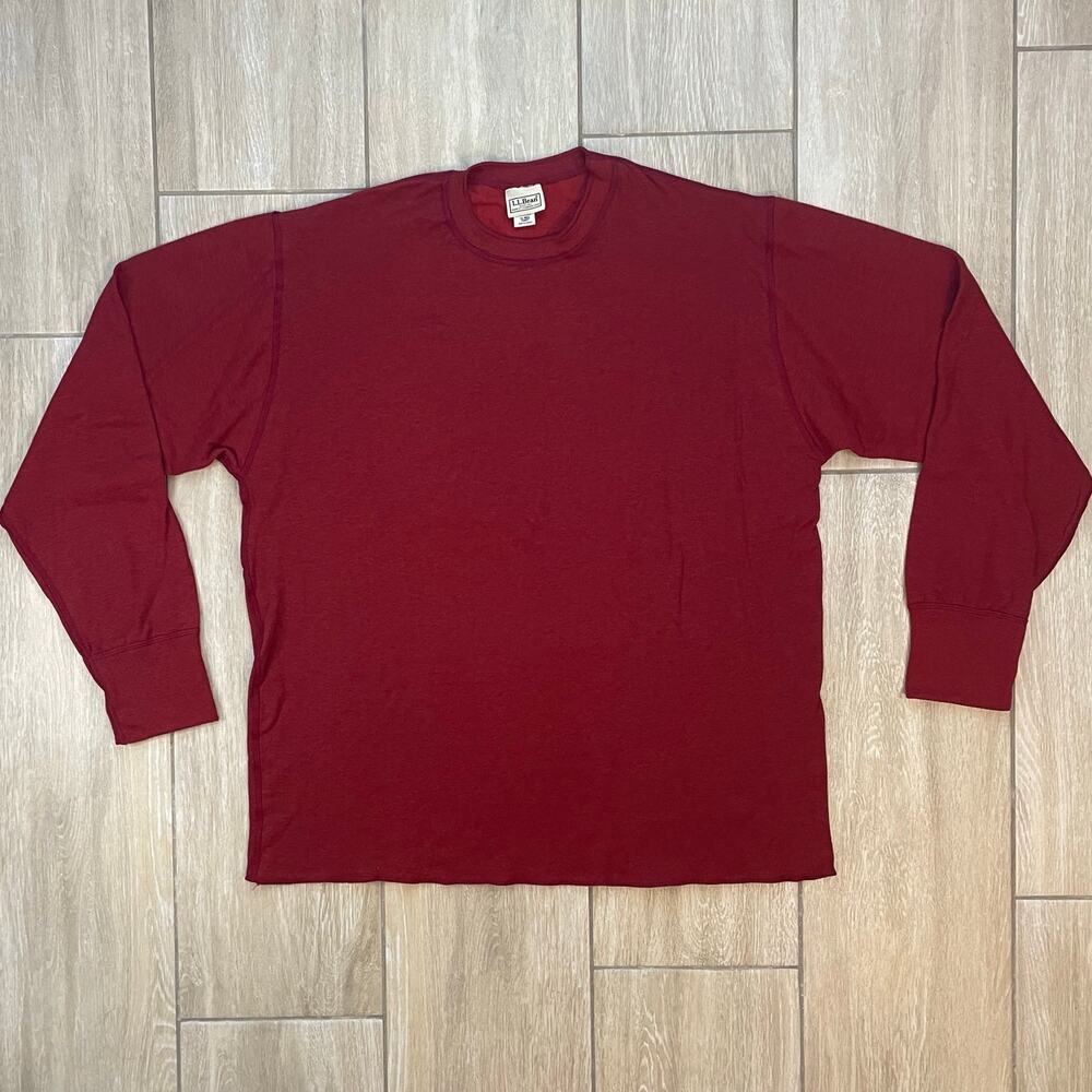 L.L. Bean Men’s XL Red Cotton Wool Thermal Crewneck Long Sleeve Shirt Canada